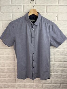 TED BAKER LONDON BUTTON UP 100% COTTON SHORT SLEEVE SHIRT BLUE YOUTH BOYS SIZE 3